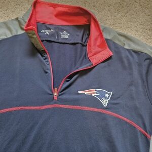 Antigua New England Patriots Shirt Mens XL Navy Blue 1/4 Zip Long Sleeve NFL